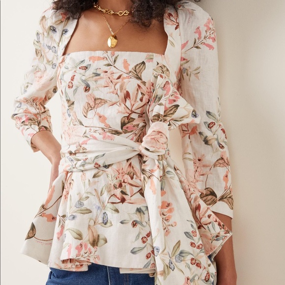 Cara Cara Lauren Floral-Printed Linen Top - Picture 1 of 6
